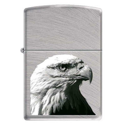 Зажигалка бензиновая Zippo Classic 'Eagle Head' с покрытием Chrome Arch серебристая матовая