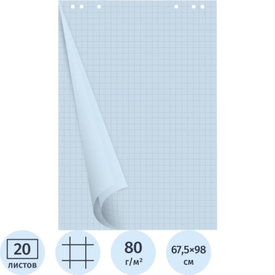Блокнот для флипчарта 68х98см Attache Selection&nbsp;&nbsp;20л голубой клетка