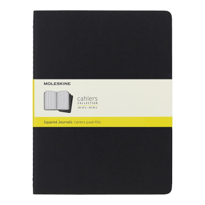 Записная книжка A4-  60л клетка Moleskine® Cahier XLarge 3шт картонная обложка черная