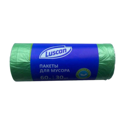 Пакет для мусора  60л/58х66см  10мкм Attache/Luscan  30шт зеленый