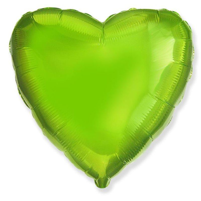 Шар воздушный фольгированный Сердце зеленый лайм Flex Metal 48см