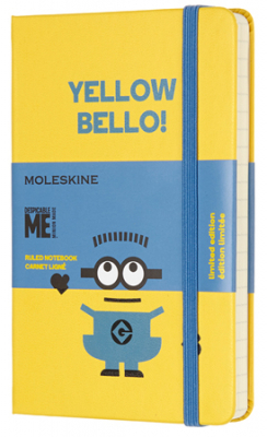 Записная книжка A6  96л линейка Moleskine® LE Minions Pocket твердая обложка на резиновой застежке желтая