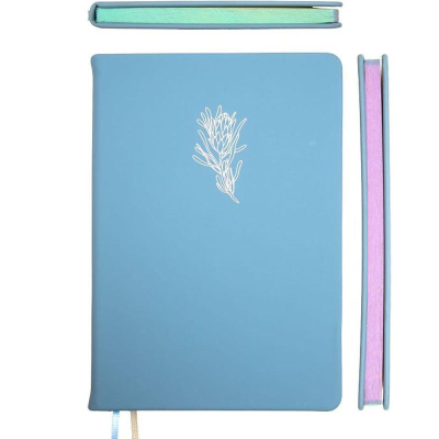 Записная книжка A5  80л клетка deVENTE 'Emilia' тонированный блок твердая обложка искусственная кожа голубая