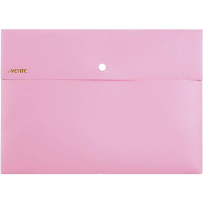 Папка-конверт на кнопке A4 deVENTE пластиковая 300мкм с внешним карманом 'Pastel' розовая