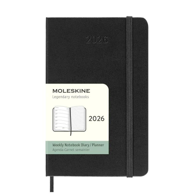 Еженедельник 2026 A5 Moleskine® Classic Large Vertical 144стр твердая обложка на резиновой застежке черный