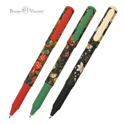 Ручка шариковая BrunoVisconti® 0.7мм 'DreamWrite' 3 дизайна 'Flora' 'Night&nbsp;&nbsp;flowers' синяя в тубе