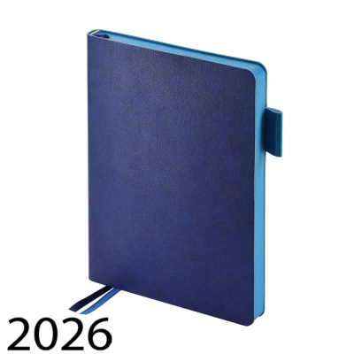 Ежедневник 2026 A5 BrunoVisconti® 'Boston' 336стр тонированный блок гибкая обложка искусственная кожа синий