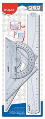 Чертежный набор Maped Geometric линейка 30см угольники 30°/20см 45°/14см транспортир 180°/12см