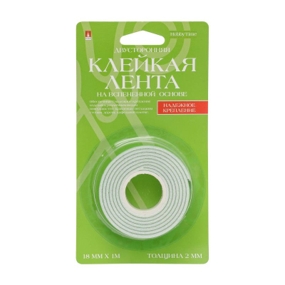 Монтажная лента 2-сторонняя 0.018х  1м Hobby Time на вспененной основе в блистере