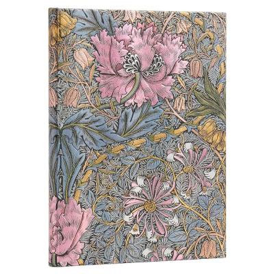 Записная книжка A4-  72л линейка Paperblanks Morris Pink Honeysuckle Ultra на резиновой застежке