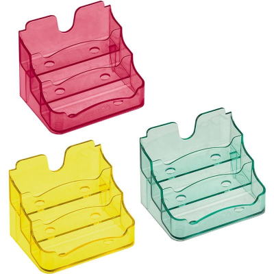 Подставка на 200 визиток 3 яруса СТАММ PS тонированная 'Flowers' 3 цвета ассорти