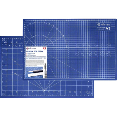Коврик для резки A3&nbsp;&nbsp;45x30см&nbsp;&nbsp;3-слойный Attomex&nbsp;&nbsp;2-сторонний синий