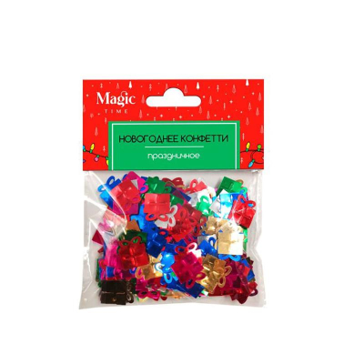 Конфетти новогоднее в форме подарков 15гр разноцветные