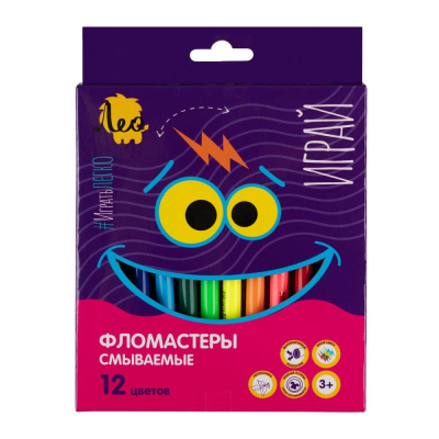 Фломастеры&nbsp;&nbsp;12цв Лео 'Играй' смываемые в картонной упаковке