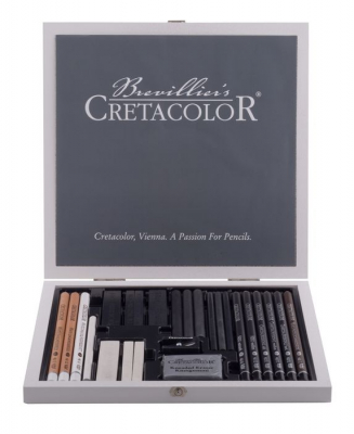 Набор художественный Cretacolor Black&White 25пр в деревянной коробке