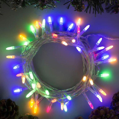 Электрогирлянда&nbsp;&nbsp;5.0м Нить 50 разоцветных LED ламп 'Игла' прозрачный провод 8 режимов мигания