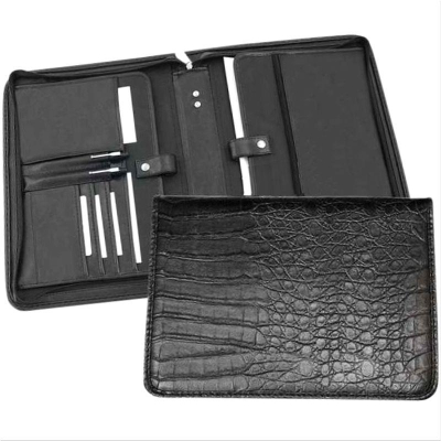 Папка деловая deVENTE 25х35х3см 'Manchester' на молнии искусственная кожа 'крокодил' черная