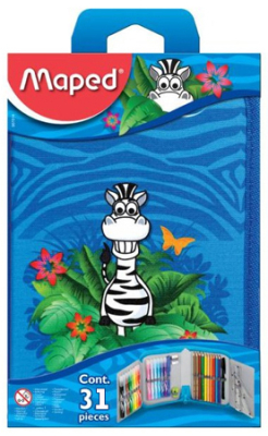 Пенал  с наполнением 31 предмет Maped Jungle 4-створчатый 