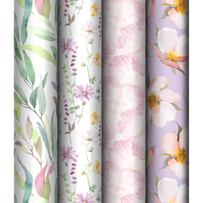 Бумага упаковочная глянцевая MESHU&nbsp;&nbsp;70х100см 'Bouquet'&nbsp;&nbsp;4 дизайна ассорти