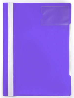 Скоросшиватель пластиковый A4 с карманом для визитки Бюрократ 160/120мкм глянцевый фиолетовый
