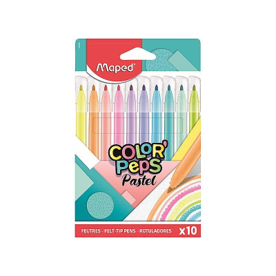 Фломастеры  10цв Maped Color'peps 'Pastel' в картонной коробке