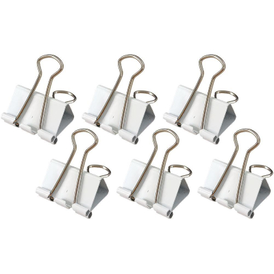 Зажимы для бумаг 51мм&nbsp;&nbsp;6шт deVENTE белые в блистере