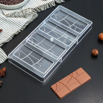 Форма для шоколада пластиковая Konfinetta Плитка 4 ячейки 28х14х2.5см