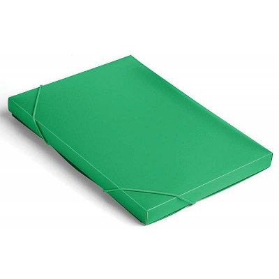 Папка-короб с 2-я резиновыми застежками пластиковая A4 до 250л Бюрократ зеленая