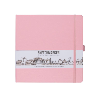 Блокнот для набросков Sketchmarker 20х20см 140г  80л твердая обложка розовый