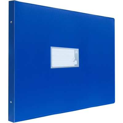 Папка A3  4 кольца 26мм (O) на 140л Бюрократ горизонтальная пластиковая синяя