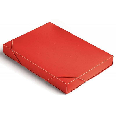 Папка-короб с 2-я резиновыми застежками пластиковая A4 до 400л Бюрократ красная