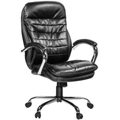 Кресло руководителя EasyChair хром/рециклированная кожа черное