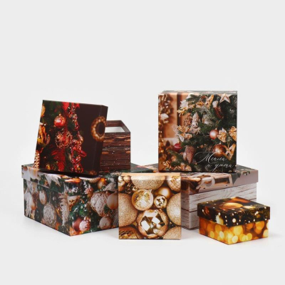 Коробка подарочная новогодняя квадратная 16х16х9см 'С Новым годом'