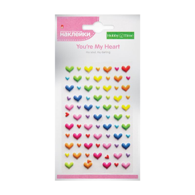 Наклейки декоративные бумажные объемные Hobby Time 'Сердечки'  6 видов ассорти