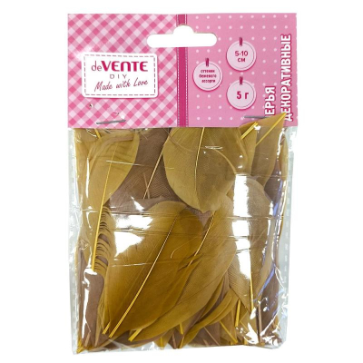 Перья декоративные deVENTE натуральные гусиные h10-15см   5г 'Оттенки бежевого'