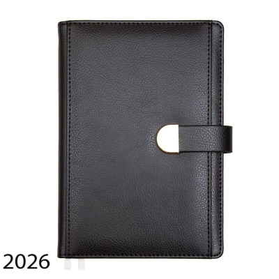 Ежедневник 2026 A5 deVENTE 'Denver' 336стр тонированный блок твердая обложка с хлястиком на магнитной застежке искусственная кожа черный