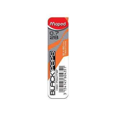 Грифель 0.7мм 2B Maped 'Black'Peps' 12шт
