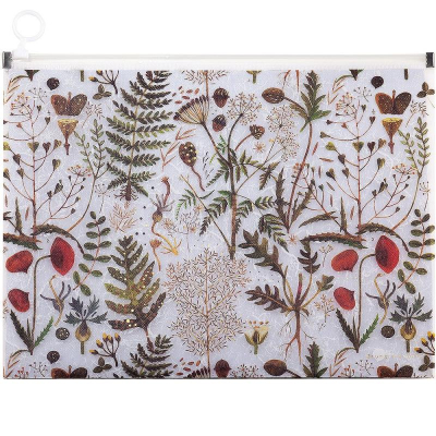 Папка-конверт на молнии A4 BrunoVisconti® с расширением до 200л пластиковая 180мкм 'Flora' Луговые травы