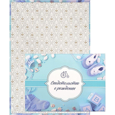 Папка адресная 'Свидетельство о рождении' deVENTE для мальчика нового образца со сгибом