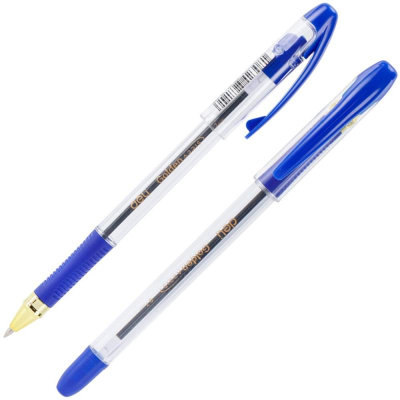 Ручка шариковая Deli 0.5мм 'Arris Golden' с резиновой манжетой синяя