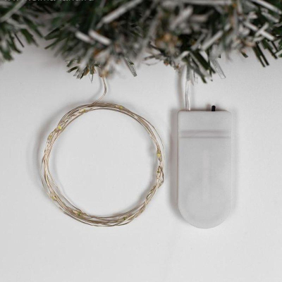 Электрогирлянда&nbsp;&nbsp;1.0м Нить 10 белых LED ламп 'Роса' серебристый провод на батарейках