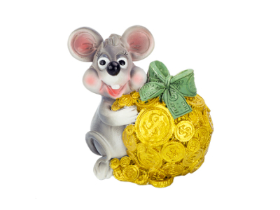 Мышка-копилка 8х6х9см Пожелание благоденствия