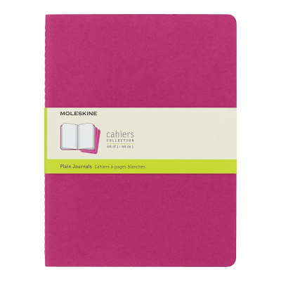 Записная книжка A4-  60л без линовки Moleskine® Cahier XLarge 3шт картонная обложка розовая
