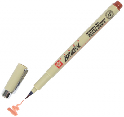 Ручка-кисточка капиллярная художественная Sakura Pigma Brush коричневая