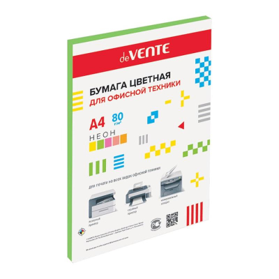 Бумага цветная A4 deVENTE  75г неон зеленая  20л