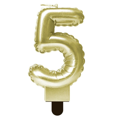 Свеча-цифра Веселуха 'Шар' '5' золото 5см