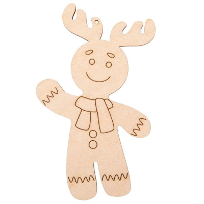 Заготовка для росписи деревянная Подвеска новогодняя Пряничный лосик Mr. Carving 8х6см фанера