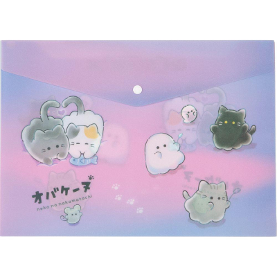 Папка-конверт на кнопке A4 deVENTE пластиковая 180мкм полупрозрачная с фотопечатью 'Ghost Meow' сиреневая