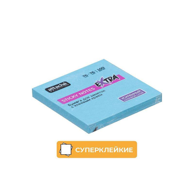 Липкий блок  76х 76мм Attache Selection 'Extra' 100л суперклейкий неон голубой