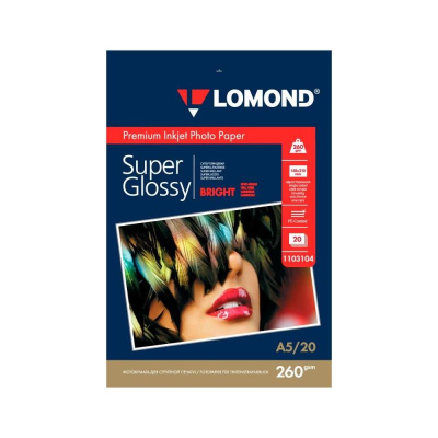 Бумага фото струйная A5  260г  20л Lomond суперглянцевая 5760dpi